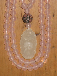 Rose Quartz and White Jade Mala
